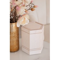 Atlanta fehér, fa urna, urna, faurna, hatszög urna